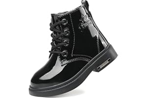 HOYLSON Stivaletti Bambina Invernali Stivali Bambina Pelle Scarponcini Bambina Caldi Tronchetto Bimba Ragazza Neri EU 20-35