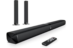 GarageRock Sound Bar for TV, 90W Soundbar TV Speakers, 2-in-1 Detachable TV Sound Bars for Smart TV, 5.0 Bluetooth Soundbar for TV with Clearer Sound, 3 EQ Modes, ARC/Optical/Aux/Wall Mount, Black