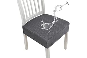 JUNZHE Diamond Lattice - Fundas Impermeables para Asientos de sillas para sillas de Comedor,Cocina, Fundas extraíbles y Lavables para Cojines de Asiento de Silla (Gris Oscuro,4 Piezas)