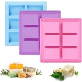 3 Pieces Soap Molds, Rectangular Silicone Soap Molds, 6 Cavities, 8 x 5.5 cm Silicone Soap Mold, Soap Molds, Silicone Molds f