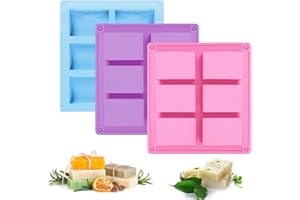 JIASI&JIESY 3 Piezas Moldes para Jabones, Moldes Silicona Jabon Rectangular, 6 Cavidades 8 x 5,5 cm Molde Jabonde Silicona, Moldes para Jabón, Moldes de Silicona Para Jabones Artesanales,Resina Artesanía,Hielo