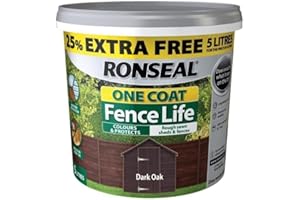 Ronseal RSLFLDON4LAV One Coat Fence Life Dark Oak New 4 Litre +25%