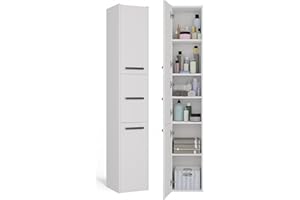 ‎CDF CDF Badezimmerschrank Hochschrank 30×30×170 cm – Weiß – Türen mit Soft-Close – freistehend/wandhängend – pflegeleichtes Badmöbel – modern