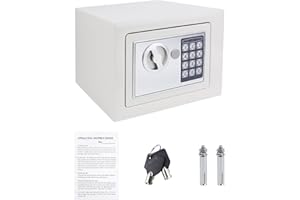 HSHA Safebox For Home, High Security Steel Small Home Office Digital Electronic Safe Box With Two Keys Small Value Safe With Digital Keypad For Extra Security, 4.6L, 23 X 17 X 17 CM, White