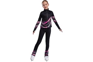 ranrann Ensemble Patinage Artistique Fille Veste Chaud Polaire avec Pantalon Collant Legging Tenue Patinage sur Glace Sport