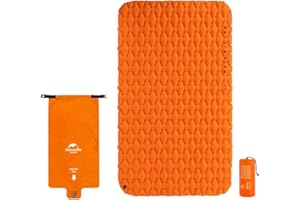windhike Naturehike nadmuchiwana podwójna podkładka kempingowa, ultralekka, trwała, grubość 6,5 cm, kompaktowa mata powietrzna do wędrówek, podróży, wędrówek z plecakiem i na zewnątrz, pomarańczowa