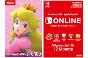 Nintendo eShop Card | 100 EUR Guthaben + Switch Online Mitgliedschaft - 12 Monate (Download Code - EU) | Switch/3DS/Wii-U