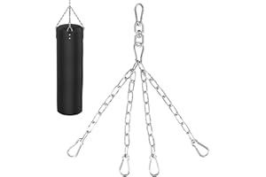 Catime Cadena para Saco de Boxeo con 4 Ganchos, Rotación de 360 Grados Cadena de Suspensión para Saco de Boxeo, Cadena para Colgar Sacos de Boxeo, Longitud Total 49,5 cm, Soporta hasta 70 kg