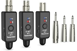 INGPARTNER A11-2 2,4GHz Drahtloses Mikrofon-System – Transmitter & Receiver mit 4 Kanälen, Plug-on XLR-Adapter, geeignet für dynamische/Kondensatormikrofone, Audiomixer, DSLR-Kamera, PA-System