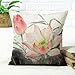 Produktbild POPRY Chinesische Tuschemalerei der chinesischen Stil Sofakissen Lotus Kissen Kissen Chinesisch Wind Zen Kissen 43 X 43 cm Kopfkissenbezug inneren Kern Vier