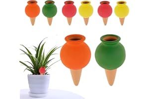 VAVPUP 8 Pack Terracotta Self-Watering Spikes Plants Automatic Slow Release Irrigation Stakes,Clay Plant Watering Globes Indoor/Outdoor,Effortless 3-5 Day Moisture 6.5x11.5cm,Eco-Friendly (4 colors)