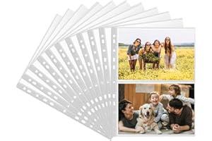 WWYSSZ 30 Pack 120 Pochettes Pochette Photo Housses A4 pour Photos pour Cartes Postales Pochette Transparente, Protège Page Photo Double Face, pour Reliure à Anneaux 2/3/4, Pochettes Photos A5(213X152 mm)