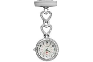 WONOLO Ladies Heart Steel Nurse Doctor Tunic Brooch Quartz FOB Pocket Medical Watch
