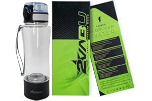 2VABU Bouteille d'eau hydrogénée portable, Générateur d'eau d'hydrogène, Machine à eau hydrogénée avec technologie SPE et PEM, Ioniseur d'eau alcaline, 400 ml (Molecular Plus, Noir)
