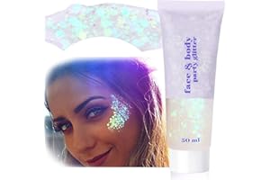 MELARQT Glitter Schminke Haarspray Mermaid Sequins Chunky Gel Kit Festival Glitzer Kosmetik Gesicht Glitzerspray Haare KöRper Masquerade Birthday Nägel Makeup Meerjungfrau Pailletten