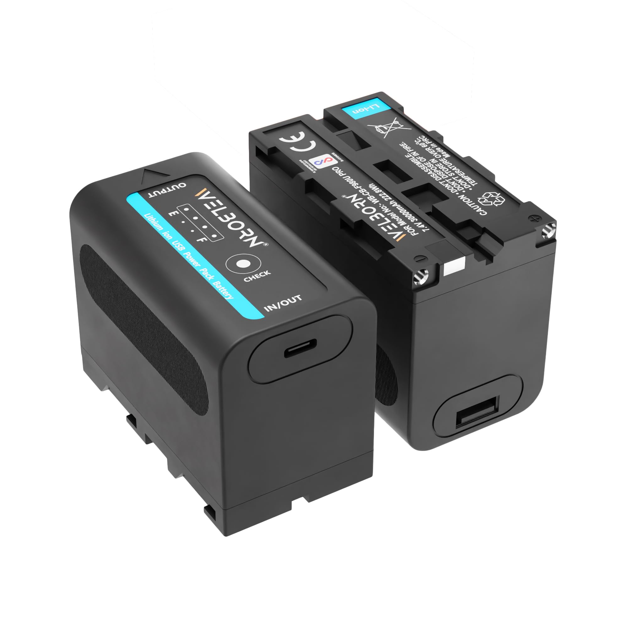 WELBORN F980U (30000 mAh) Platinum Lithium-ion Battery with C Type USB Charging Port Compatible with Sony DSC-CD100 DSC-CD250 DSC-CD400 DSC-D700 DSC-D770 DCR-TR7 DCR-TR7000 Cameras.