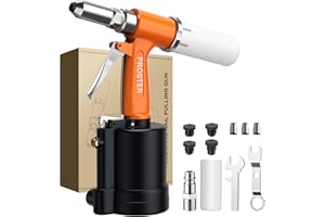 Proster Remachadora Neumatica para Remaches de 2.4 mm a 4.8 mm con 4 Boquillas y Fuerza de 1408KGF Pistola Remachadora de Aire Hidraulica para Bricolaje Automoción y Industria