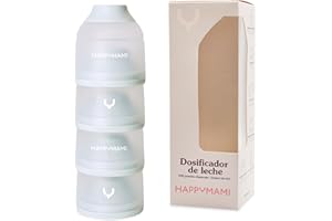 Happymami - Doseur de Lait en Poudre ou de Céréales, Couleur Pastel Aquamarine, 4 Compartiments Portables de 360ml Chacun, Facile à Transporter, Ouverture Unique, Surface Intérieure Anti-adhérente
