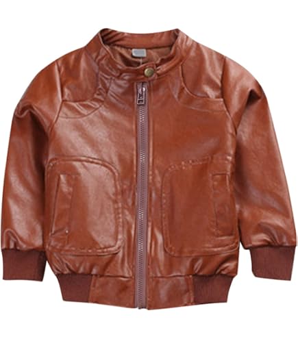 Cappotto Motociclista Giacca Di Pelle Per Bambini - Colletto Motociclistico, Moda Slim Giacca Stile Motorad - 5
