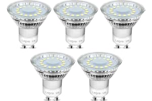 Lepro GU10 LED Bulbs Cool White 5000K, 50W Halogen Spotlight Equivalent, 4W 325lm Energy Saving GU10 LED Light Bulbs, 110° Wide Beam, Non-dimmable, Pack of 5