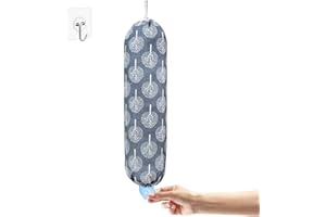 HIZH Plastic Bag Holder,Grocery Bag Dispenser Wall Mount Plastic Bag Organizer,Washable Large Grocery Bag Storage Dispenser ​for Home Kitchen, Free Adjustment with Drawstring,22x9",Banyan tree