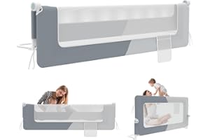 LZQ Barrera plegable para cama infantil, protección contra caídas, protección contra caídas, protección contra caídas, protección para cama infantil (gris oscuro + gris claro, 180 cm)