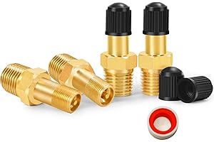 GODESON Valvola per serbatoio NPT, 4 pezzi, valvola Schrader in ottone anticorrosione da 1/8" NPT maschio, utilizzabile con serbatoi di compressore d'aria (4 pezzi)