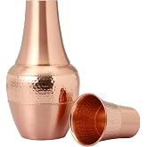 HealthGoodsIn Pure Copper Bedside Jugs, Bottle with Cup, For Ayurvedic Health Benefits - Capacity - 1.4 Lt. (47.3 US Liquid