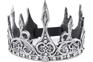 Proumhang Antique Roi Couronne Vintage Hommes Costume Couronne Tiara PU Mousse Party Favors pour Hommes Adultes pour les fournitures de fête d'Halloween Taille Unique