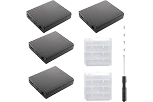 VISSQH 4 pezzi AA portabatterie,portabatterie 4 x 1.5V,nero AA Batteria Holder Box,AA Battery Clip,AA Portabatterie in Plastica con Costruito in Presa USB Femmina e Interruttore On/Off e Coperchio