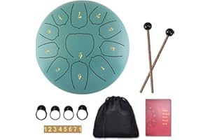 Sunydog 6 Inch Steel Tongue Drum 11 Notes Handpan Drum with Drum Mallet Finger Picks Percussion for Meditation Yoga(Lake blue)