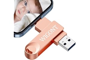WIGONT Pendrive 128 GB, Memoria USB para iPhone los para Guardar más Fotos y Vídeos, los iPhone Pen Drive Totalmente de Metal. Lápiz USB Compatible con 1OS Port, Tipo C, Puerto USB.