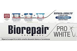 ‎BIOREPAIR Biorepair, Pro White Zahnpasta, aufhellende Zahnpasta mit PVP-Polymer-Technologie, repariert Nagellack und Zahnstein für weiße und strahlende Zähne, ohne 75 ml