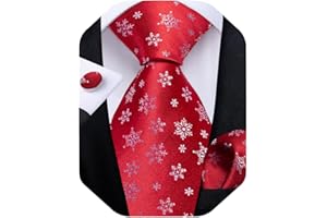 DiBanGu Mens Weihnachten Krawatte Set Lustige festliche Krawatte Gewebte Pocket Square Manschettenknöpfe Set mit Geschenkbox