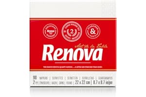 Renova Art de la table 90 serviettes en papier idéales pour cocktail Blanc