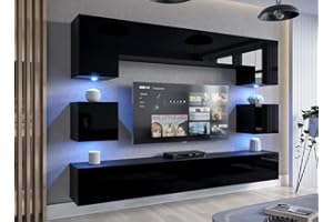 GENERIC Modern Living Room Furniture Set Storage Tv unit entertainment media wall center (black)