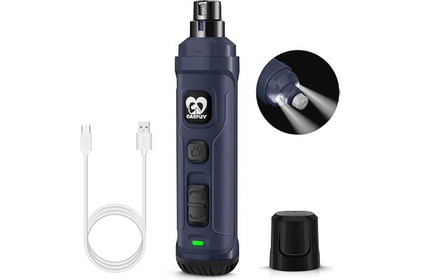 Casfuy Lime à Ongle Chien avec 2 lumières LED - Puissant Coupe-Ongles électrique à 2 Vitesses pour Animaux de Compagnie Outil de meulage Silencieux pour Petits, Moyens et Grands Chiens Chats