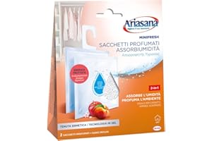 Ariasana Minifresh Energia Fruttata Sacchetti profumati 2in1, Sacchetti con doppia azione assorbiumidità e antiodore, Deodorante cassetti e armadi, 2 sacchetti da 50g