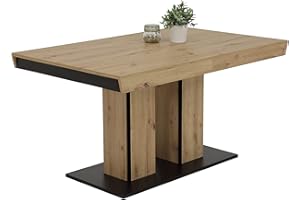 ‎HELA TISCHE Hela Tische, Esstisch Säulentisch Agnes, Holzwerkstoff melaminbeschichtet, Dekor Artisan Eiche, Synchronauszug, 140-220x90x76cm