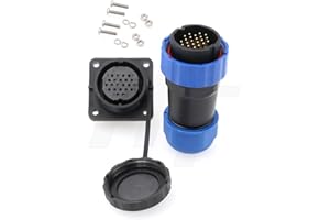 HANGTON CONNECT HangTon HE29 Conector impermeable IP68 de 22 pines de alimentación industrial de plástico circular macho hembra 18AWG Cable Plug Panel de montaje Socket con 4 tornillos (22 pines 5A 250V)