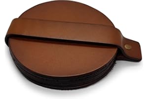 Brute Strength - Posavasos de Cuero de Grano Entero - Coñac - Redondo - 6 Piezas - Posavasos Redondo para Vaso - Posavasos para Bebidas - Incluye Soporte