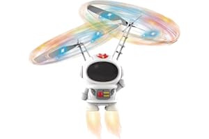 Keenso Giocattolo Spaziale Volante per Bambini, Giocattolo Drone Robot RC con Illuminazione a LED per Regali per Bambini (Bianco)