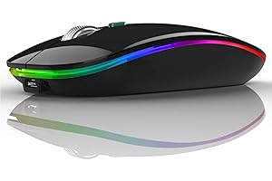 Uiosmuph Mouse Senza Fili Bluetooth, BT 5.1+BT 5.0+2.4G Ricaricabile Mouse Senza Fili Ottico Piccolo Portatile con Mouse USB per per Notebook, PC, Laptop, Computer, MacBook (Nero)