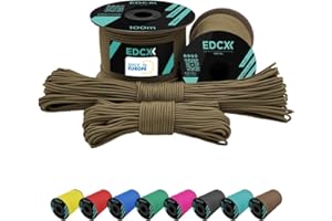 EdcX 2 mm Nylon Paracord 275 (50 et 100 m) - Corde 100% Nylon, Corde 3 brins, Corde Nylon 2 mm en Plusieurs Couleurs