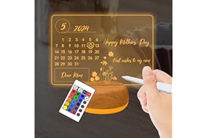 YATOSEEN Lampada da Illusione 3D Calendario Memo, Lavagna in Acrilico Luminoso, Luce a 16 Colori Luce Notturna con Base Luminosa Timer Controllo Remoto Luce d'atmosfera