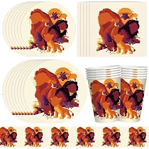 Sprunki Compleanno ZaMoux Vaisselle Anniversaire Le Roi Lion - 51 Pièces Décoratives Jungle Animaux - Assiettes, Tasses, Serviettes Set Jetable