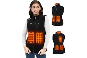 Telguua Gilet Riscaldato in Pile per Donna con Batteria 10000mAh 5 V, Heated Fleece Vests in Pile Leggero con 3 livelli di Temperatura/6 zone di Riscaldamento, per Attività all'aperto e Campeggio