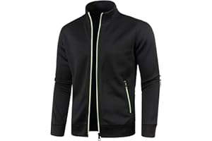 OBIQUZZ Veste de Sport de Survêtement pour Homme en Tricot - Sans Capuche avec Fermeture Éclair, Col Montant, Softshell de Course Légère et Poches