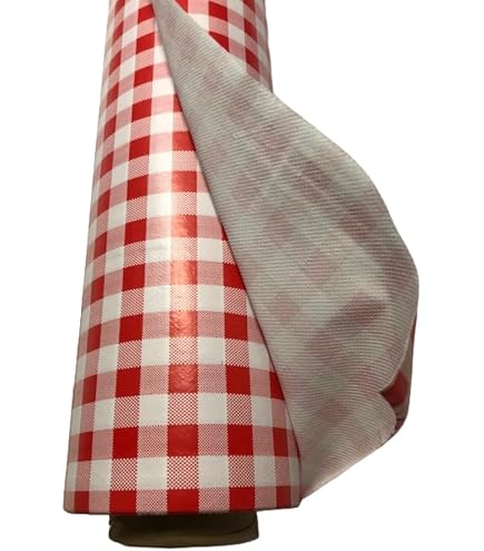 Nappe Toile Cirée PVC Rectangulaire 140x240 Cm - Motif Vichy Rouge - Facile à Nettoyer