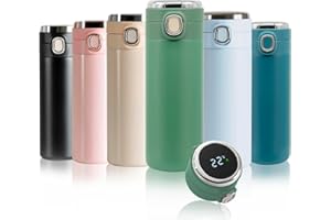 m MU Borraccia Termica, Bottiglia Termica Senza Perdite - 400ML, Intelligente LED Temperatura Display Touch Smart, Senza BPA Borracce, per Bambini, Scuola, Sport, Campeggio, Yoga, Palestra/VERDE